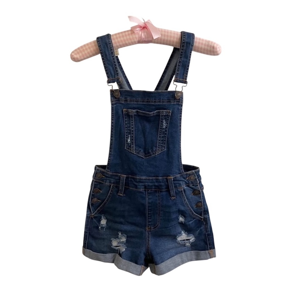 Denim Overall Shorts, Juniors XS